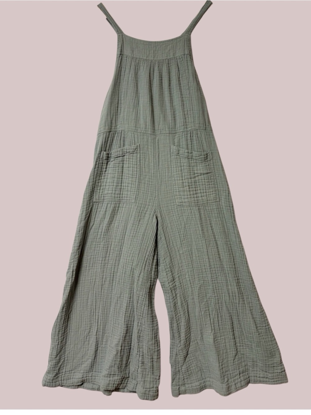 Natural Life Gauze Sage Green Wide-Leg Overall Jumpsuit size Medium